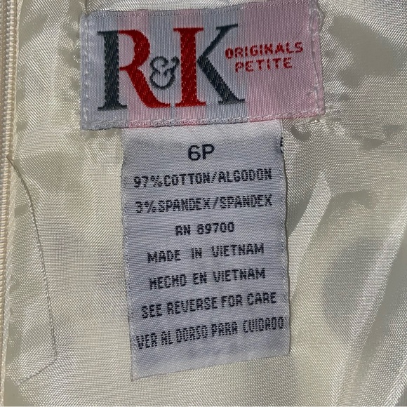 R & K Originals Ivory Scrolls Sleeveless Dress, Size 6 Petite, Cream/Brown - Picture 7 of 9
